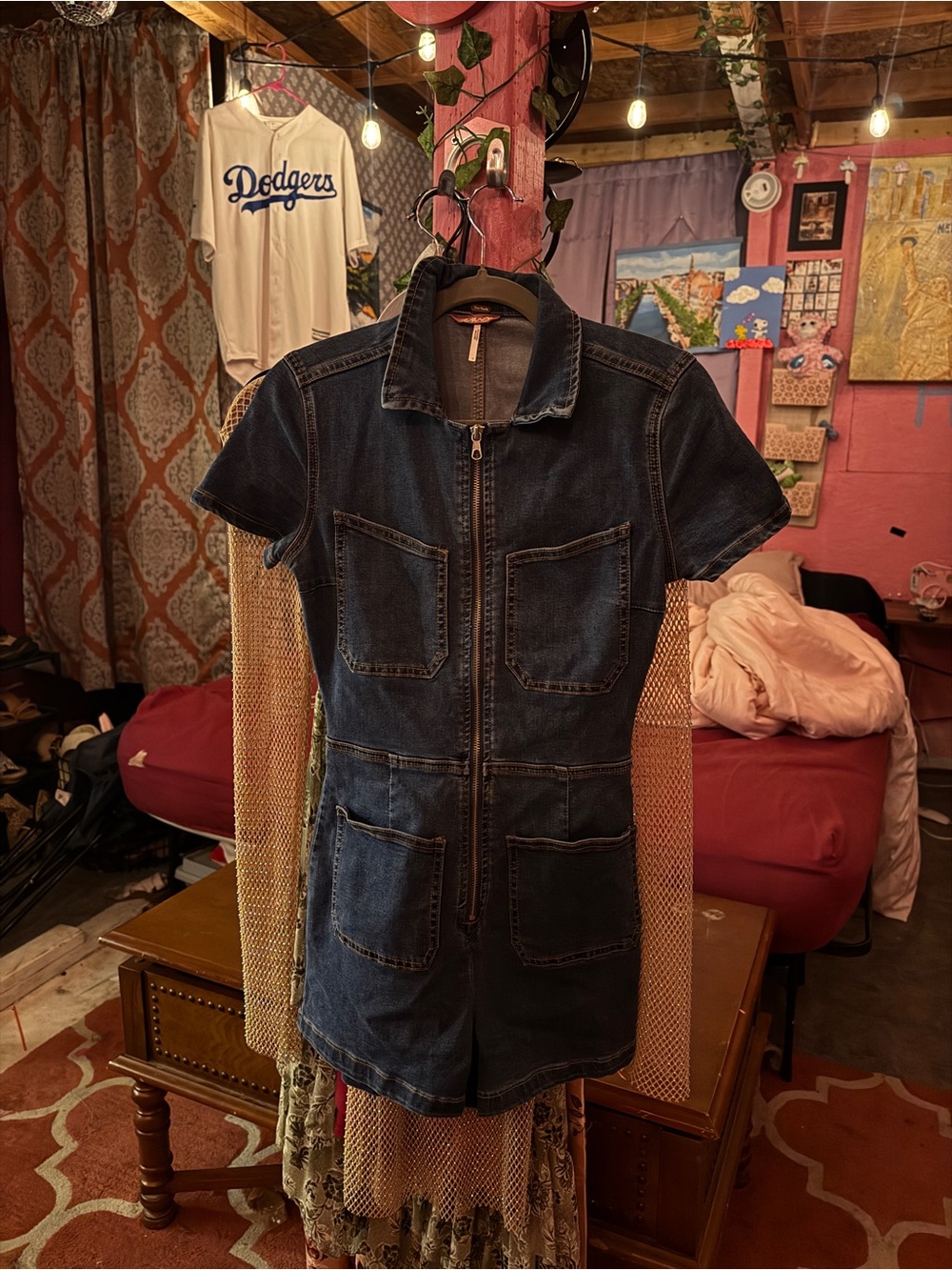 Free people Blue Denim Zip-Front Women’s romper
